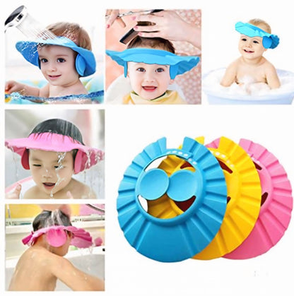 BA68-Silicone Baby Shower Cap With Ear Protector ( Random Colors )