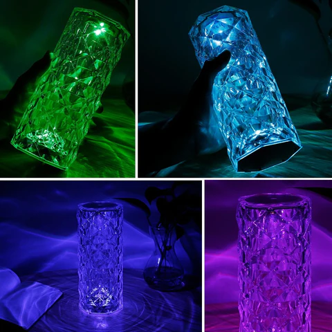 16 colors Crystal Diamond Table Lamp, USB Charging Touch Control Decorative (Rechargeable) - My Store