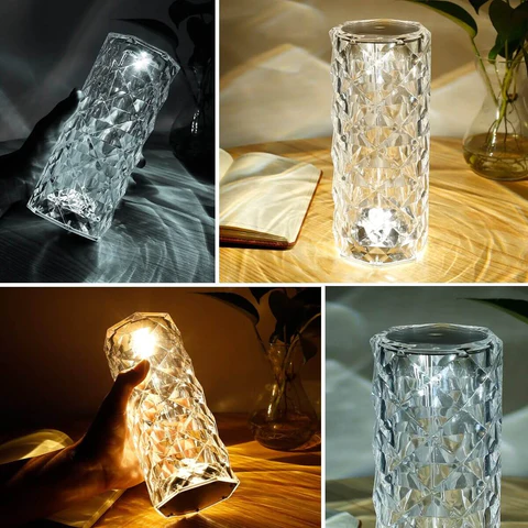 16 colors Crystal Diamond Table Lamp, USB Charging Touch Control Decorative (Rechargeable) - My Store