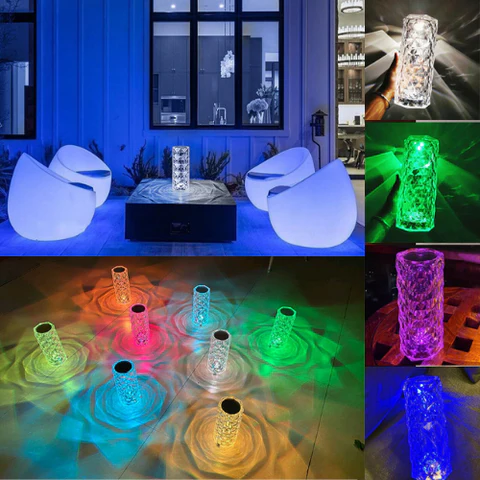 16 colors Crystal Diamond Table Lamp, USB Charging Touch Control Decorative (Rechargeable) - My Store