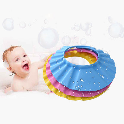 BA68-Silicone Baby Shower Cap With Ear Protector ( Random Colors )