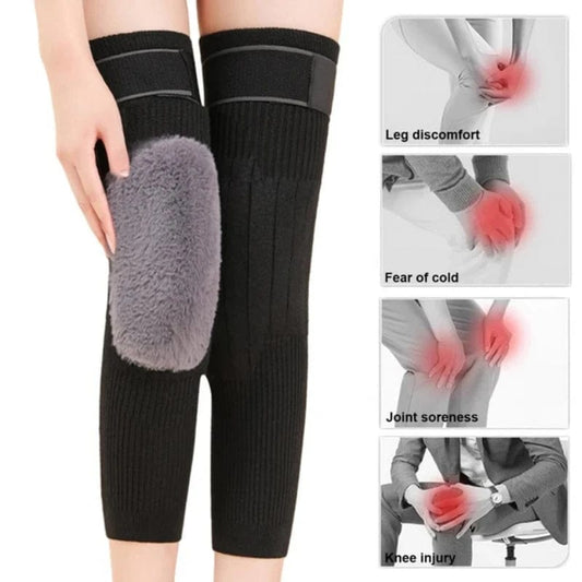 Adjustable Cashmere Wool knee Warmers -30° Warm Knee Pads With Straps - My Store